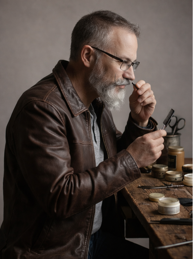 Timothy Suggs grooming his mustache